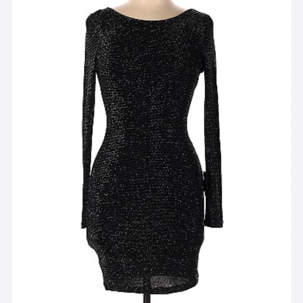 NWT Black sparkle plunge back bodycon dress, Lulus XS